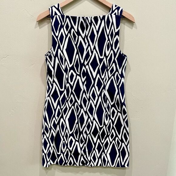 Diane Von Furstenberg DVF Navy Blue Printed Mini Dress - Size: 4 - Picture 2 of 11
